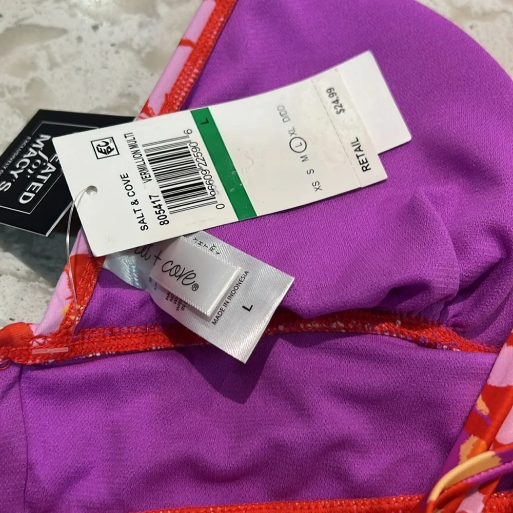 Salt + Cove Juniors' Flutter By X-Back Bikini Top Size Large